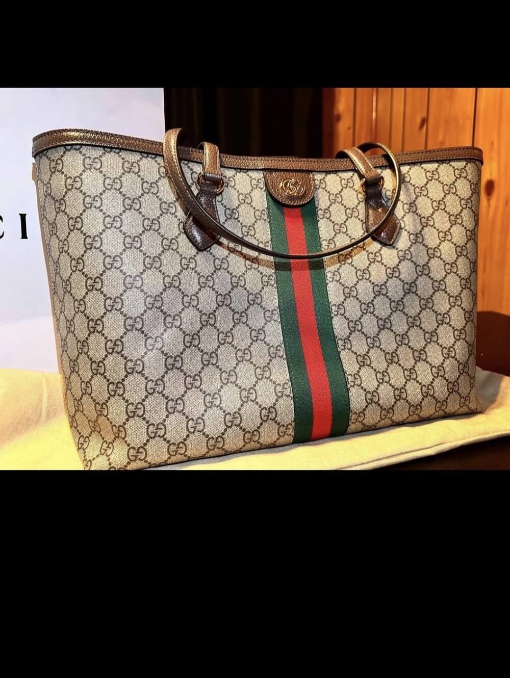 Gucci Beige GG Medium Ophidia Tote